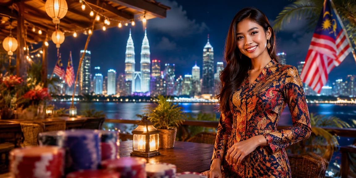 Suasana pertaruhan sukan dengan motif batik Malaysia di Kuala Lumpur